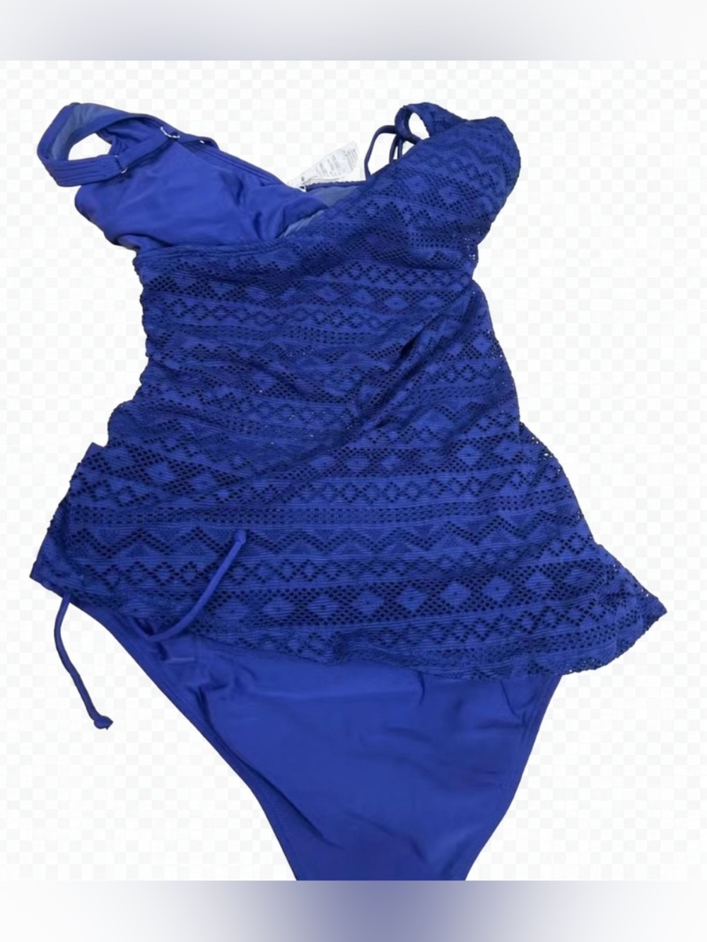 Womens Medium Blue Lace Tankini Swimsuit